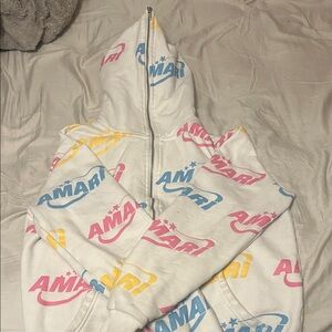 Amari White Performance Jacket with Multicolor Logo